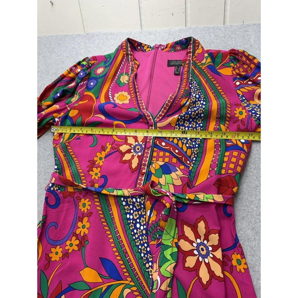 Adrianna Papell Womens Maxi Dress Size 6 Paisley Boho V Neck Balloon Sleeve - Picture 10 of 16